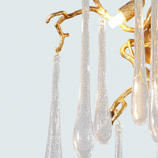 Art Glass Wall Sconce with Teardrop Crystal Rods