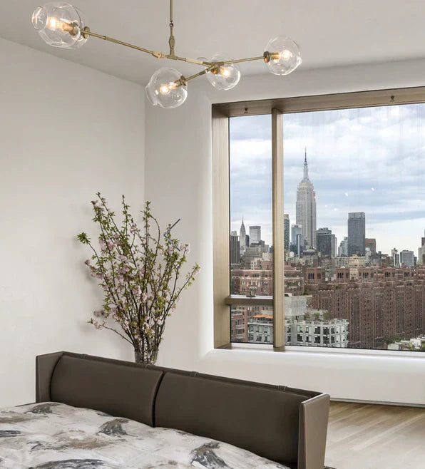 Modern Sputnik Smoky Gray/Amber Glass Branch Chandelier for Kitchen Island/Dining Room