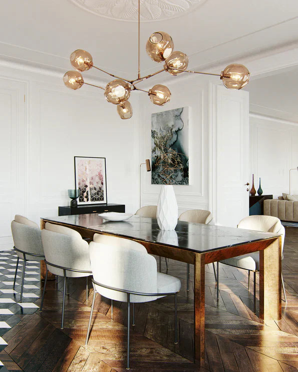 Modern Sputnik Smoky Gray/Amber Glass Branch Chandelier for Kitchen Island/Dining Room