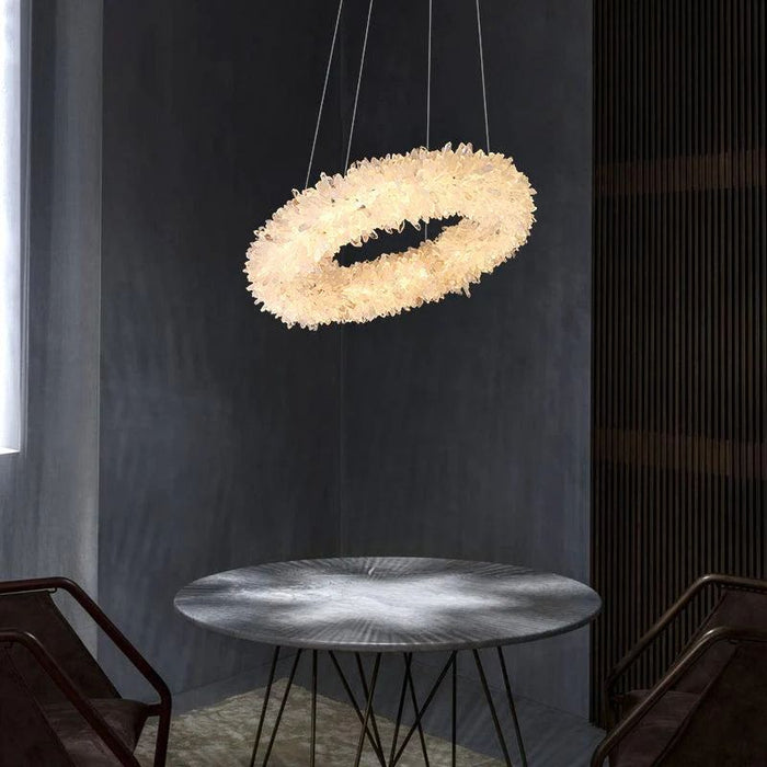 Rose Rock Crystal Chandelier Round Modern Chandelier Lighting
