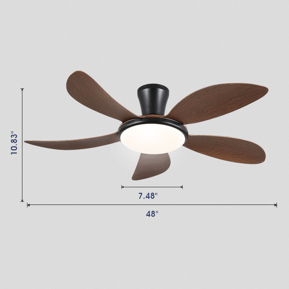 Modern LED Ceiling Fans Low Profile Ceiling Fans with Lights 6 Speeds 48"