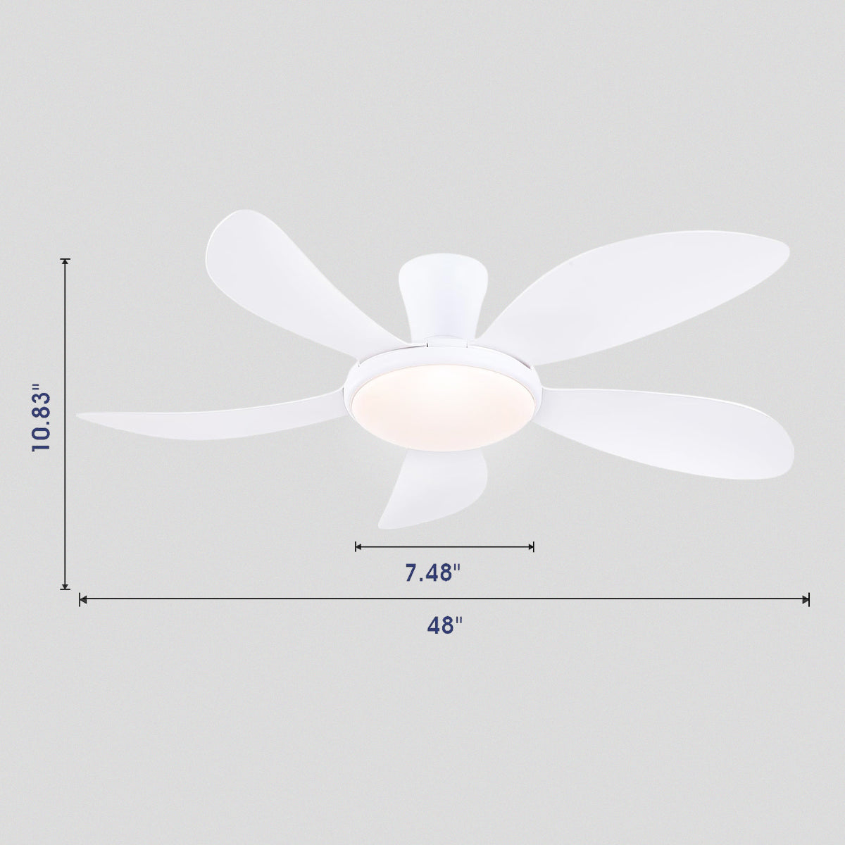 Modern LED Ceiling Fans Low Profile Ceiling Fans with Lights 6 Speeds 48"