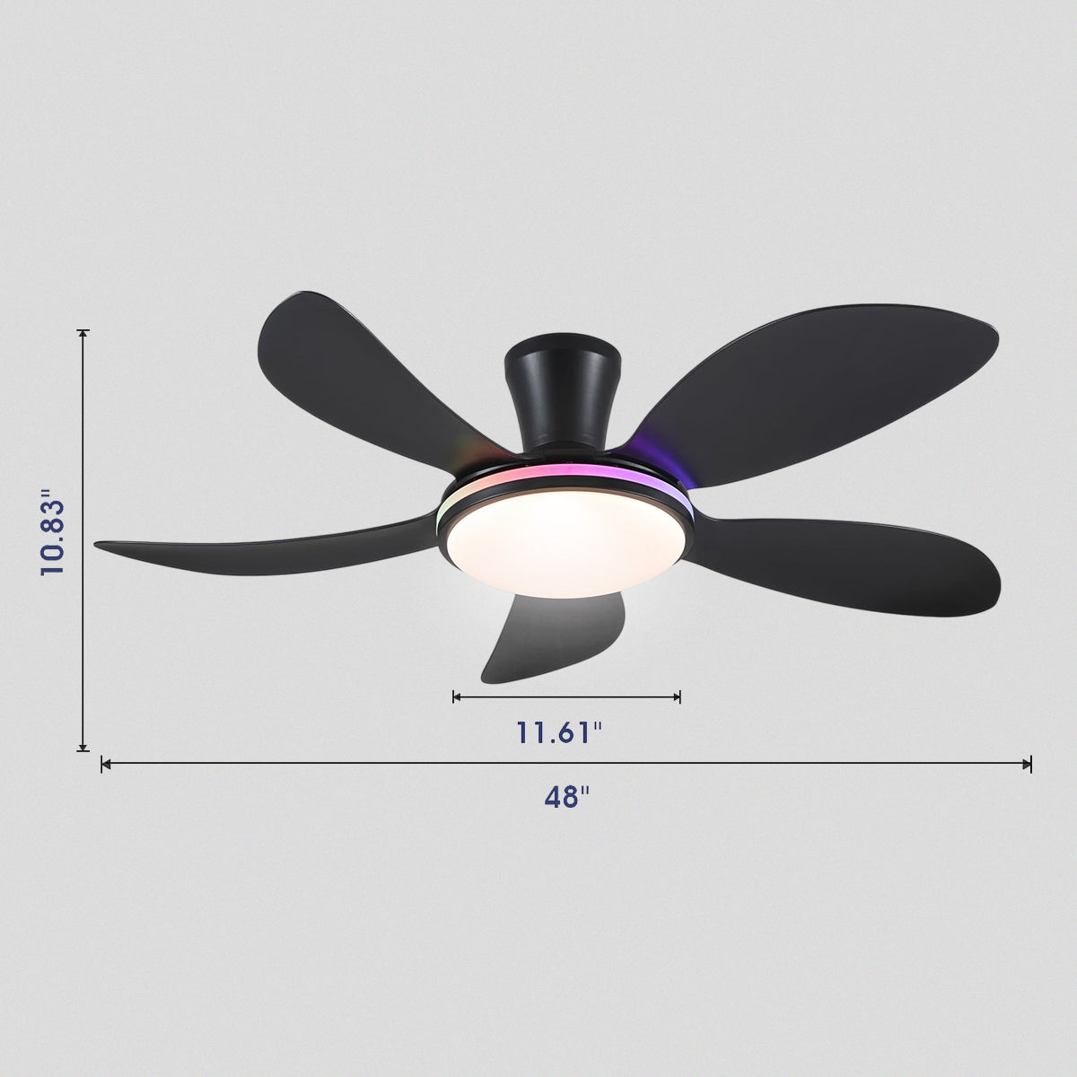 Modern LED Ceiling Fans Low Profile Ceiling Fans with Lights 6 Speeds 48"