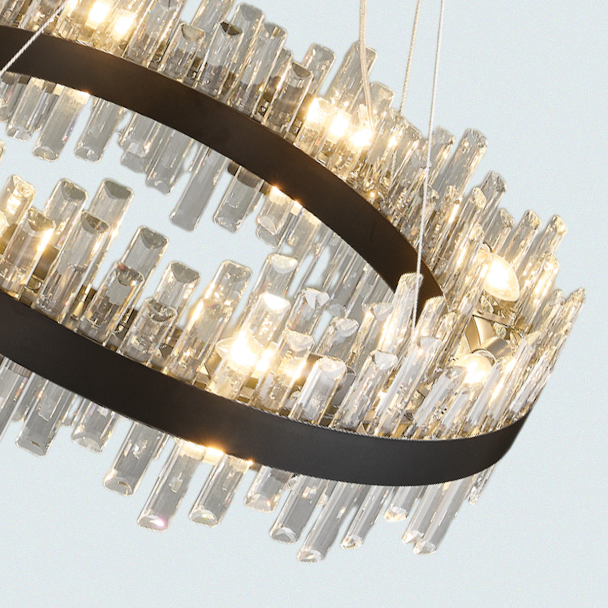 Two-Tier Round Clear Crystal Ring Chandelier