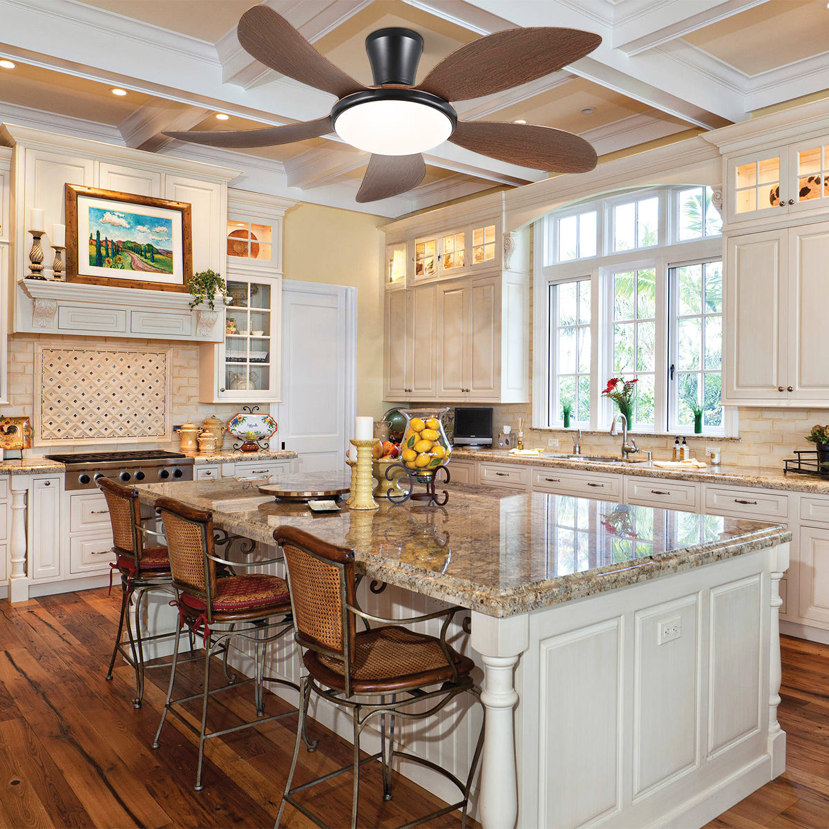 Modern LED Ceiling Fans Low Profile Ceiling Fans with Lights 6 Speeds 48"