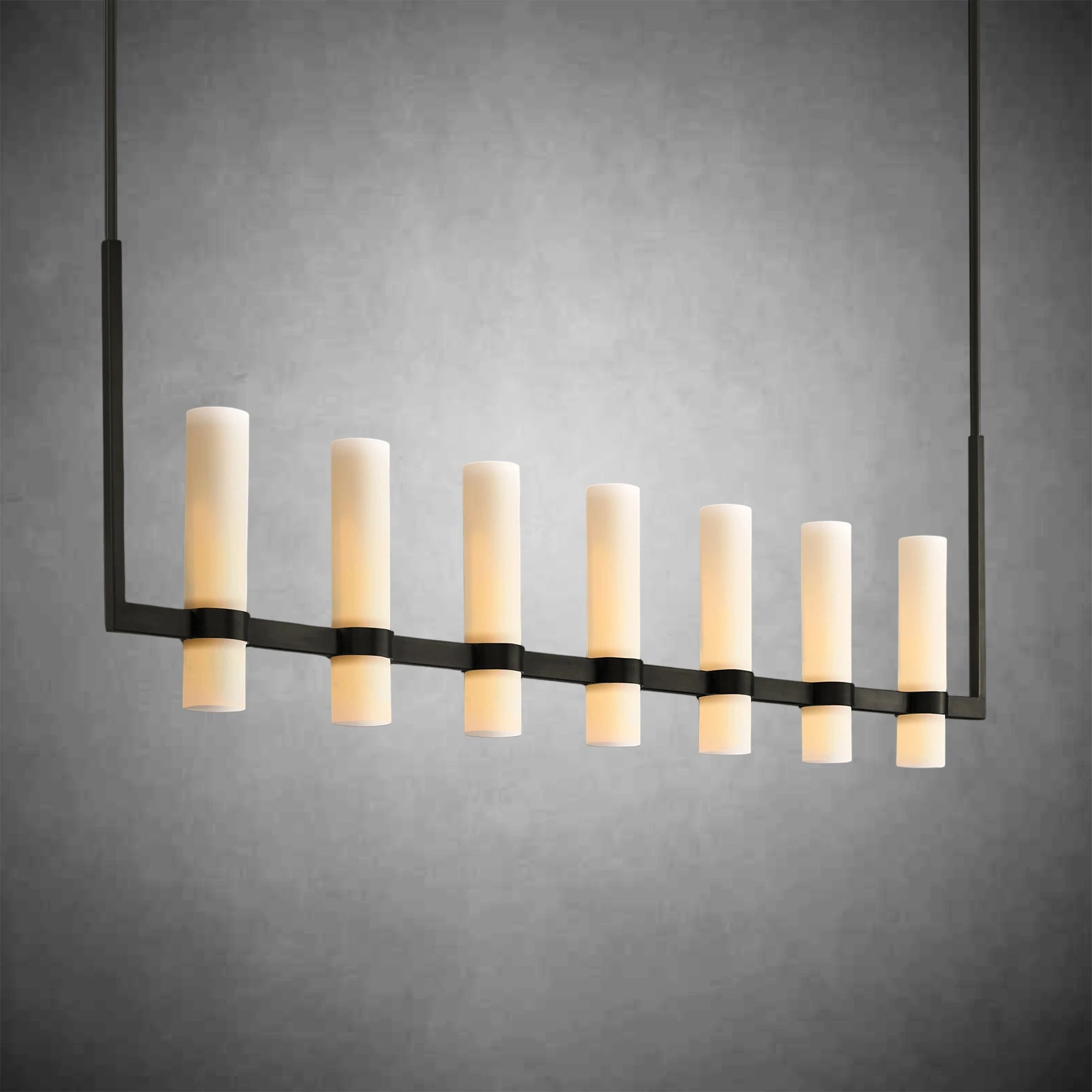Ravel Linear Milk Glass Chandelier