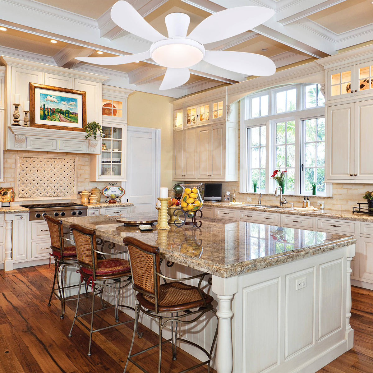 Modern LED Ceiling Fans Low Profile Ceiling Fans with Lights 6 Speeds 48"