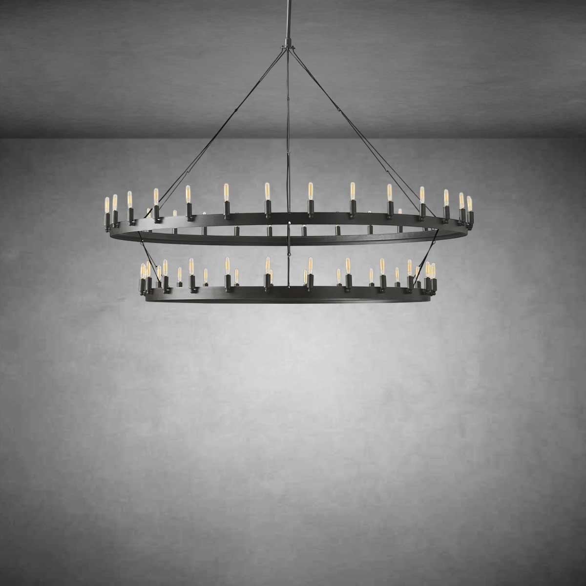 Dania Vintage Filament Two-Tier Chandelier