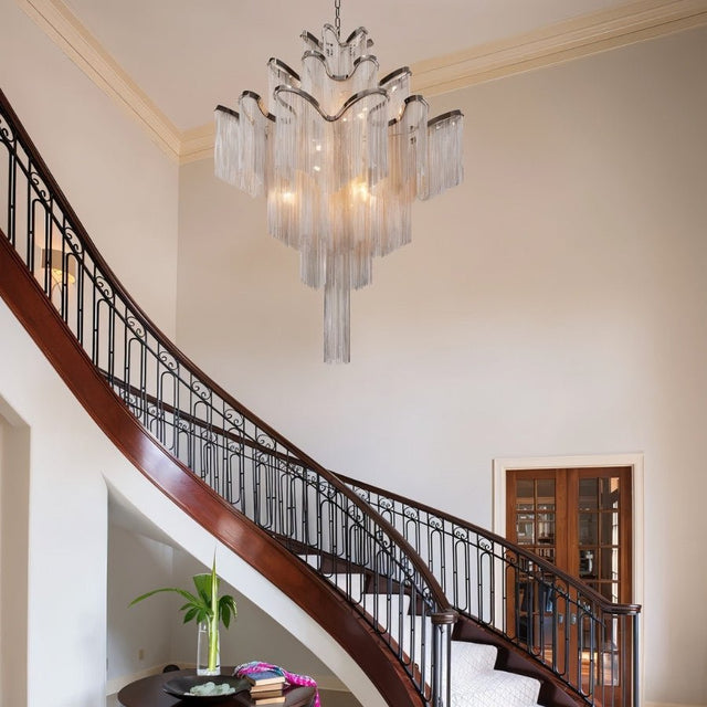 Post-Modern Extra Large Stainless Steel Long Tassel Chandelier for Large Living Room / Staircase / Villa / Duplexes