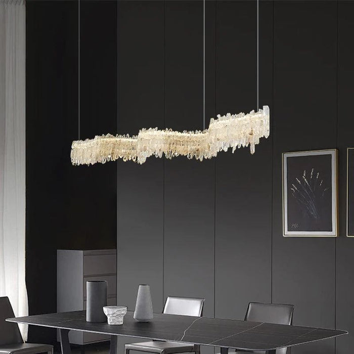 Rose Rock Crystal Chandelier Modern Linear Chandelier
