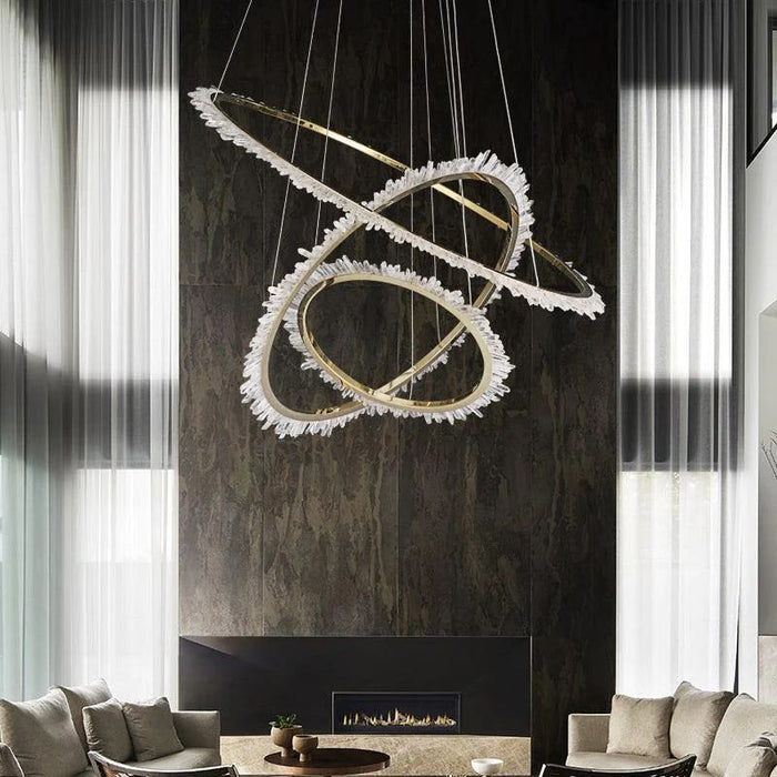 Rose Rock Crystal Ring Chandelier Contemporary Chandelie Staircase