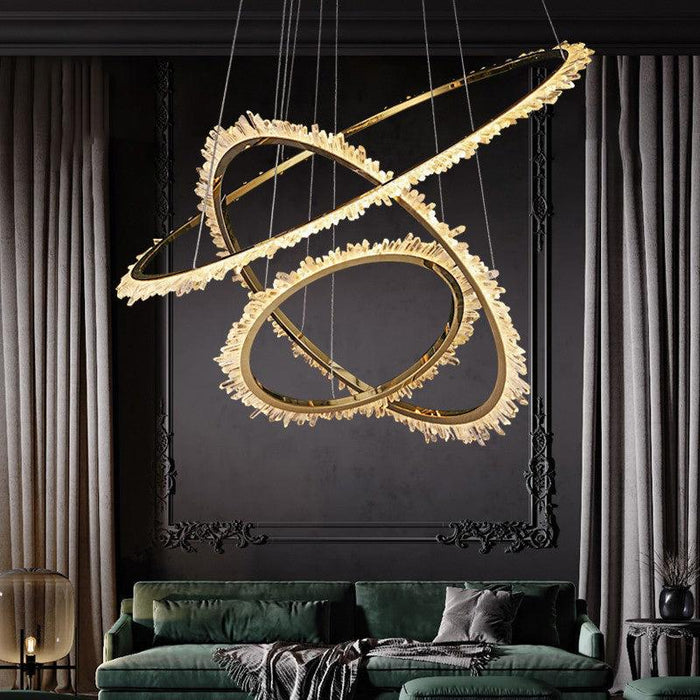 Rose Rock Crystal Ring Chandelier Contemporary Chandelie Staircase