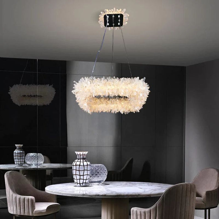 Rose Square Rock Crysta Chandelier Modern Lighting Fixture