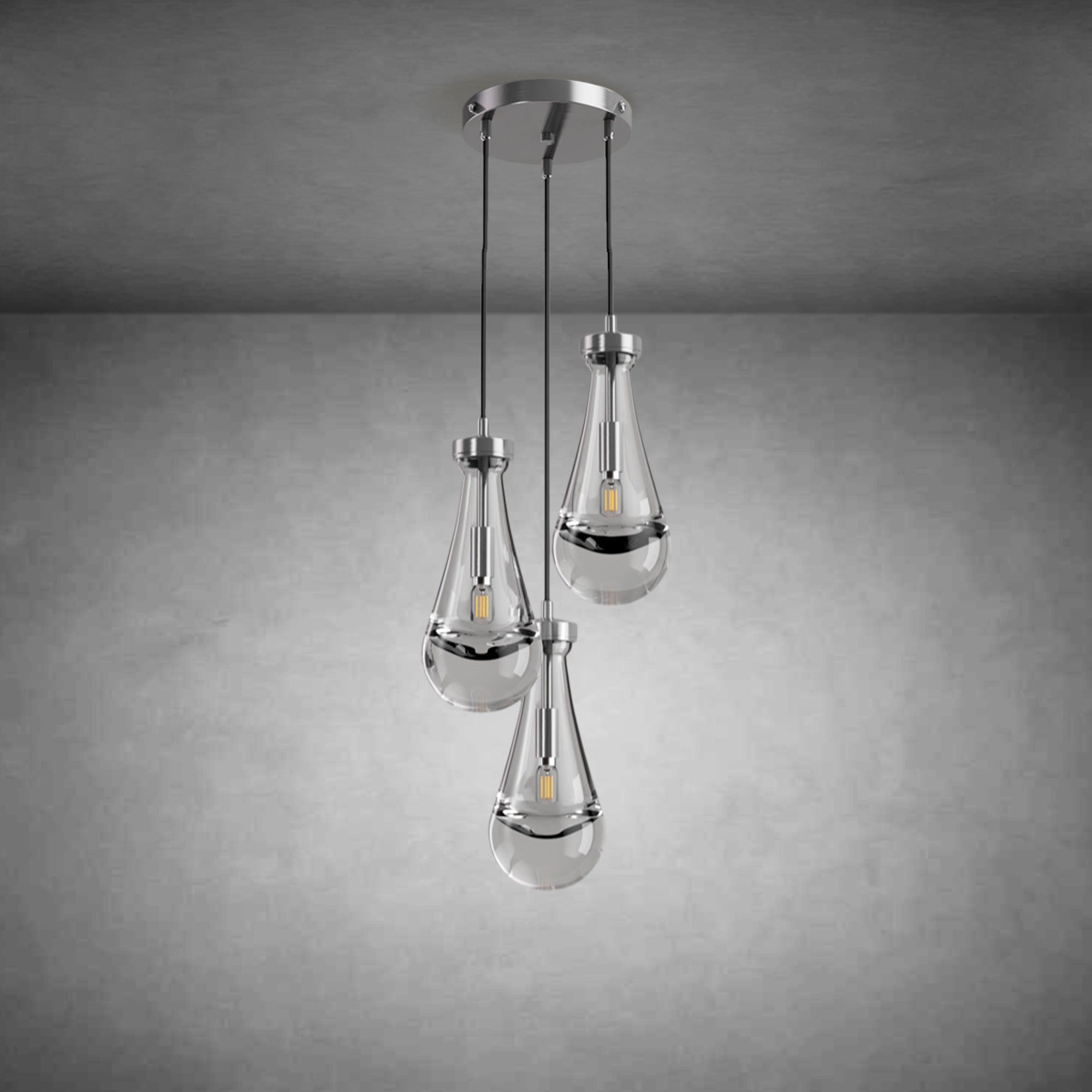 3-Light Raindrop-Shaped Circular Pendant Lamp