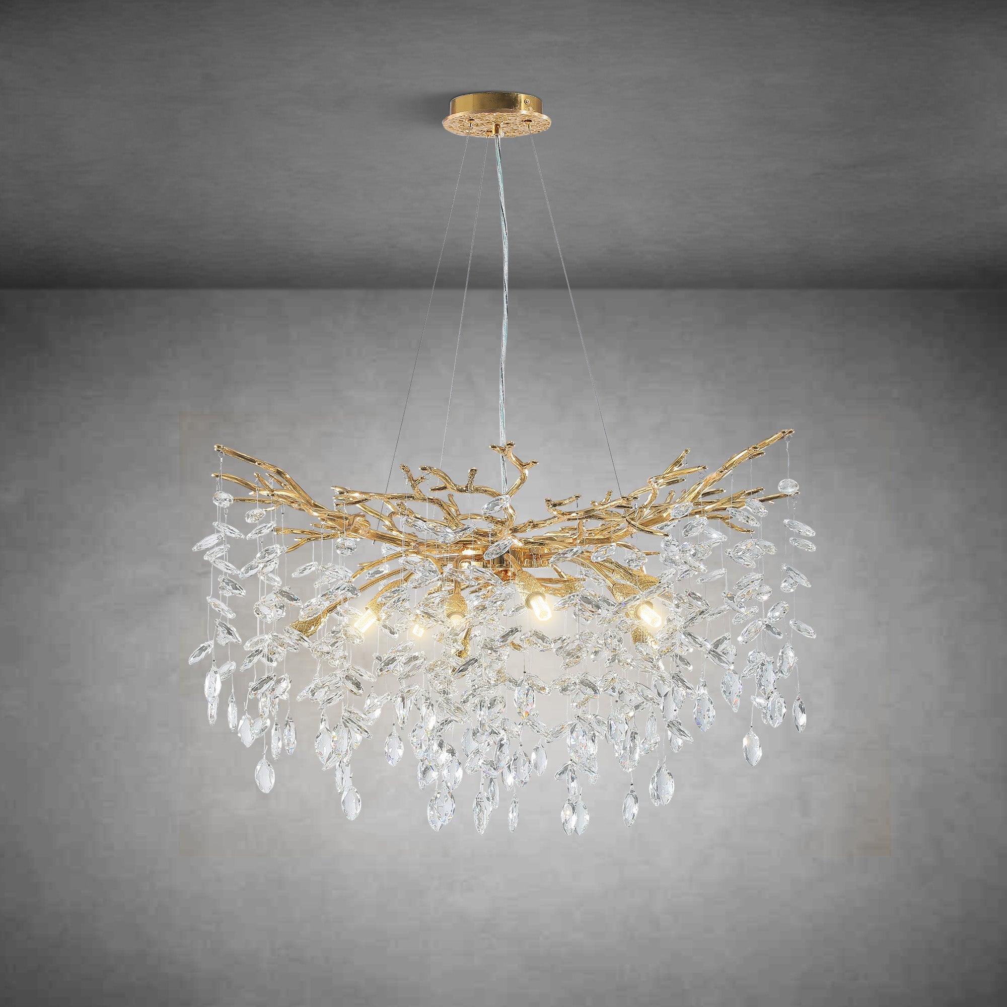 Modern Gold Tree Branch Crystal Chandelier