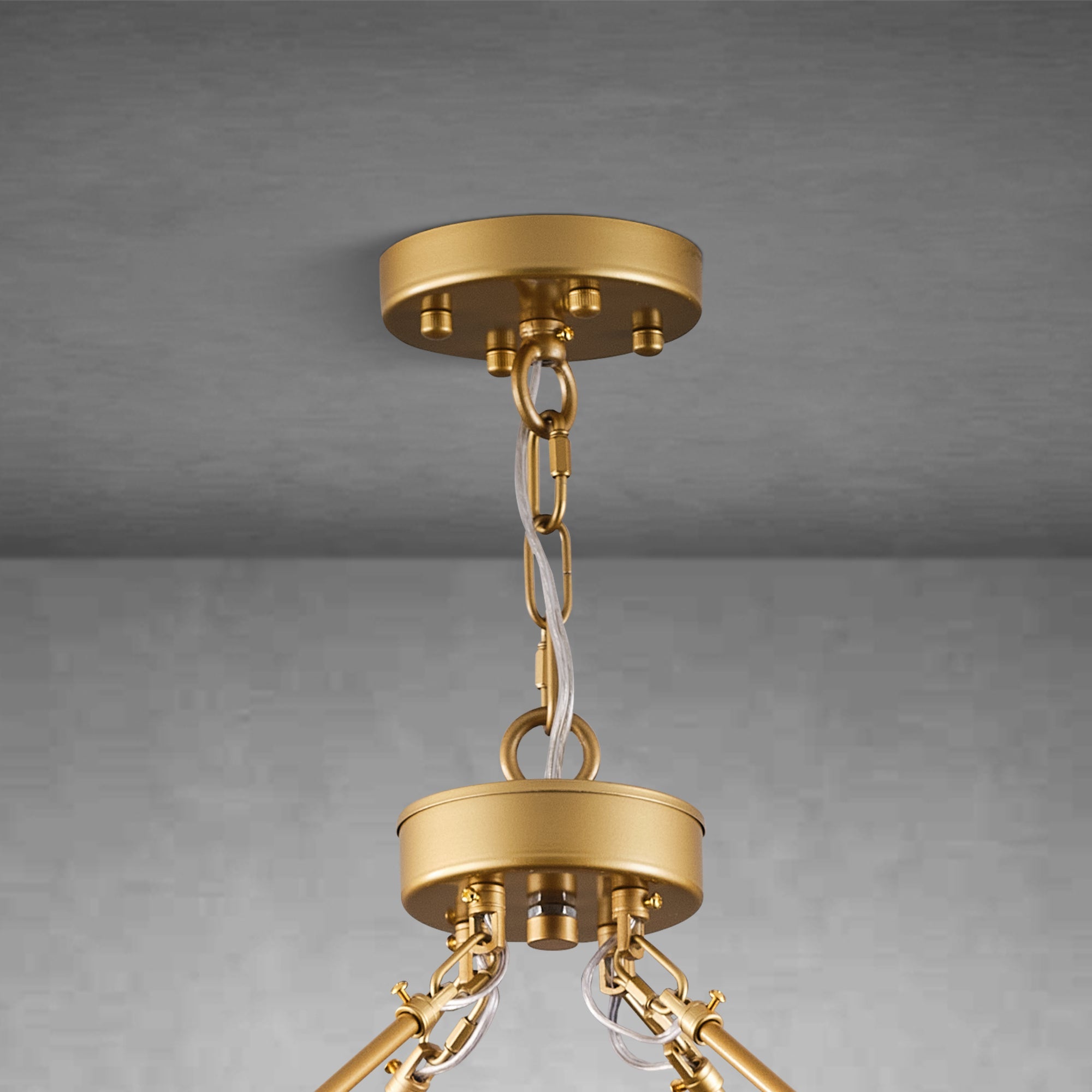 Round Brass Crystal Wagon Wheel Chandelier