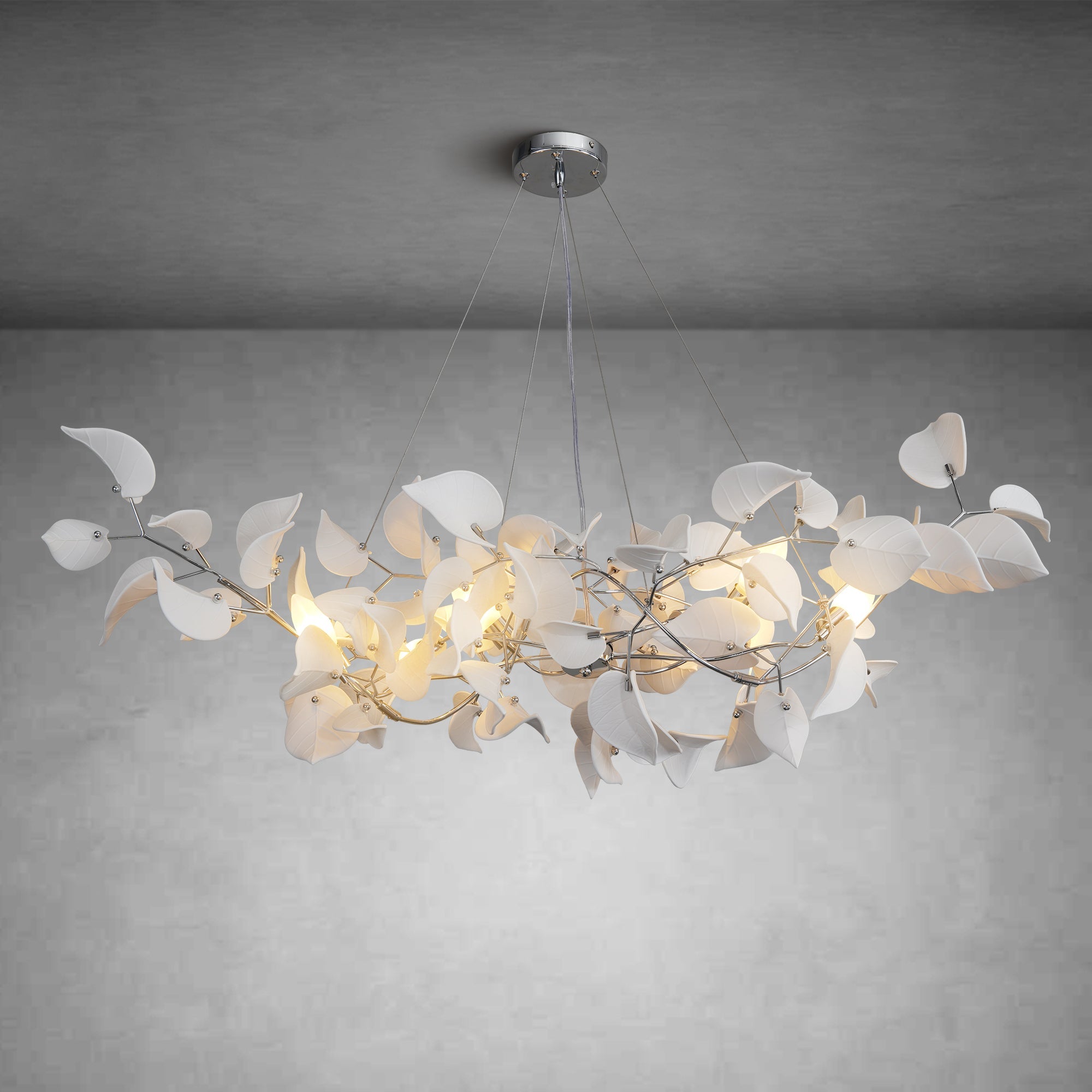 Ceramic Ginkgo Leaf Rectangula Chandelier