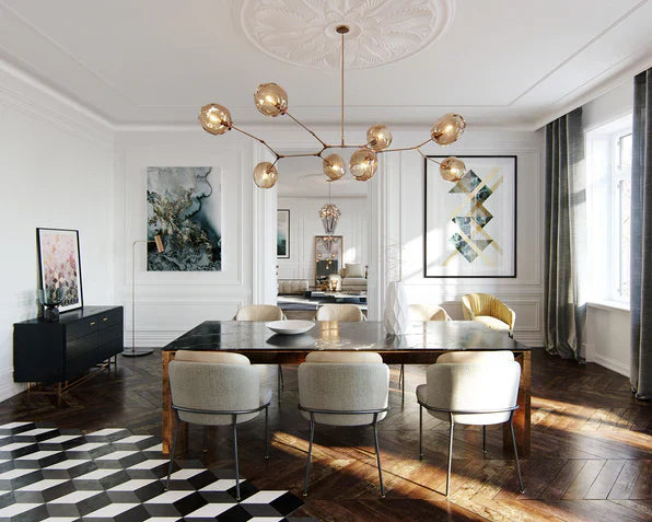 Modern Sputnik Smoky Gray/Amber Glass Branch Chandelier for Kitchen Island/Dining Room