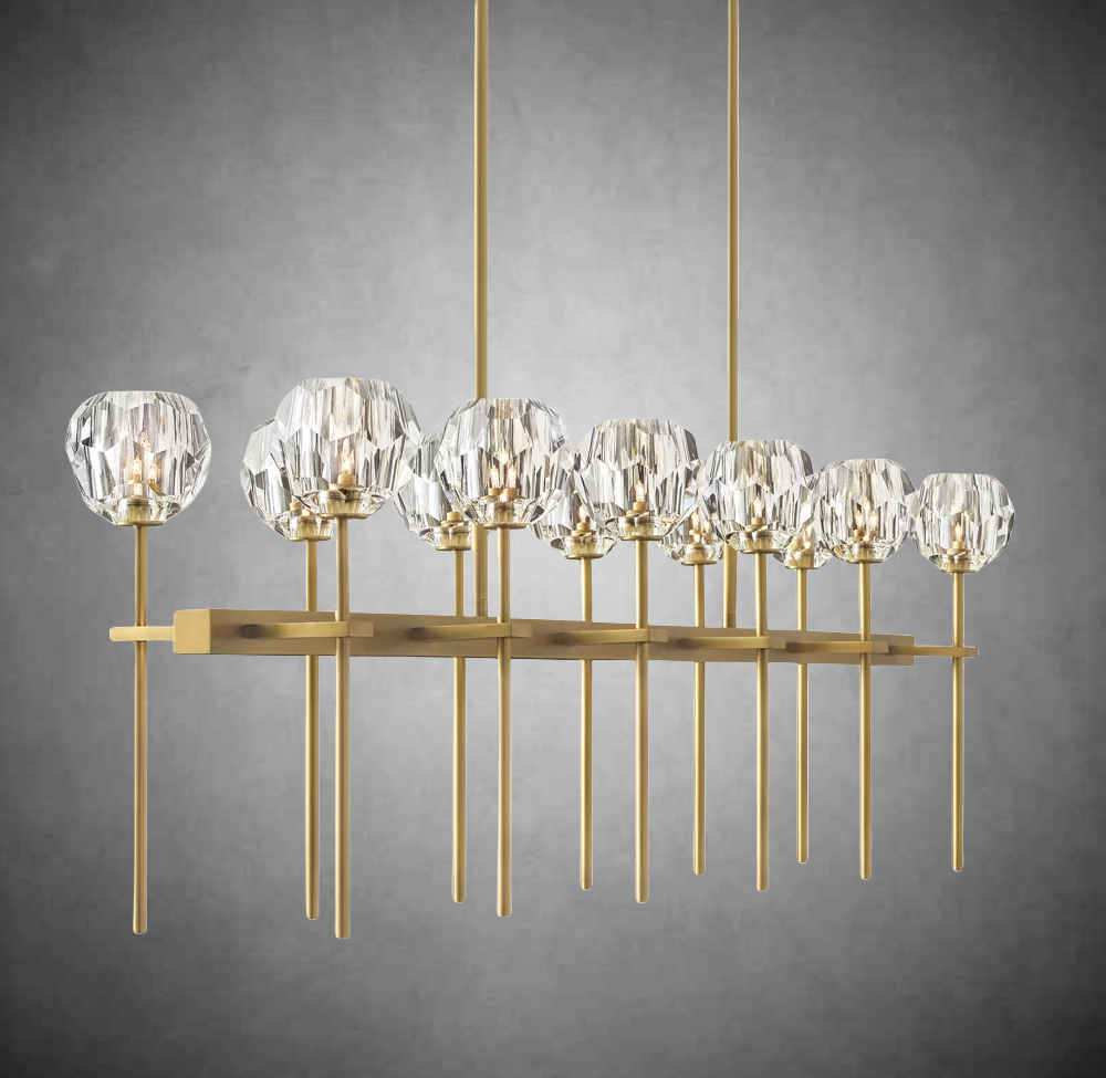 Boulo De Cristal Glass Double Linear Chandelier