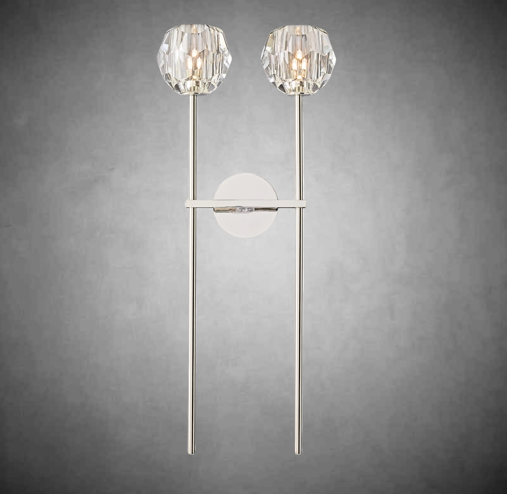 Boule De Cristal Clear Glass Grand Double Sconce