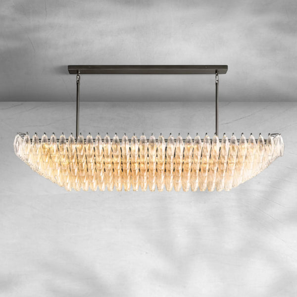 Chiaravalle Clear Glass Tired Rectangular Chandelier 54"74"