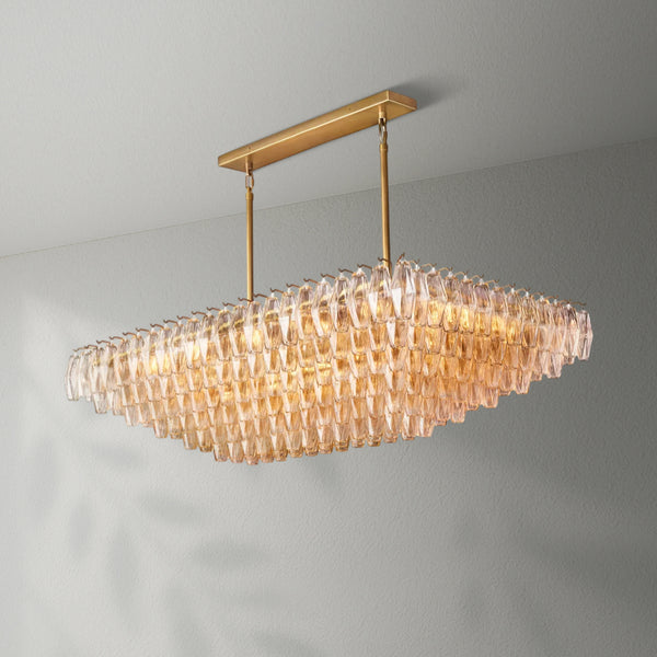 Chiaravalle Clear Glass Tired Rectangular Chandelier 54"74"