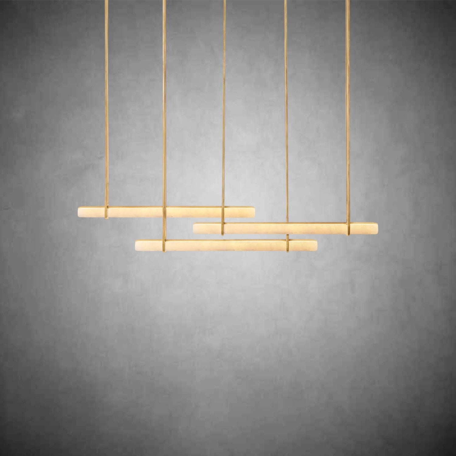 Audubom Alabaster Triple Bar Linear Chandelier