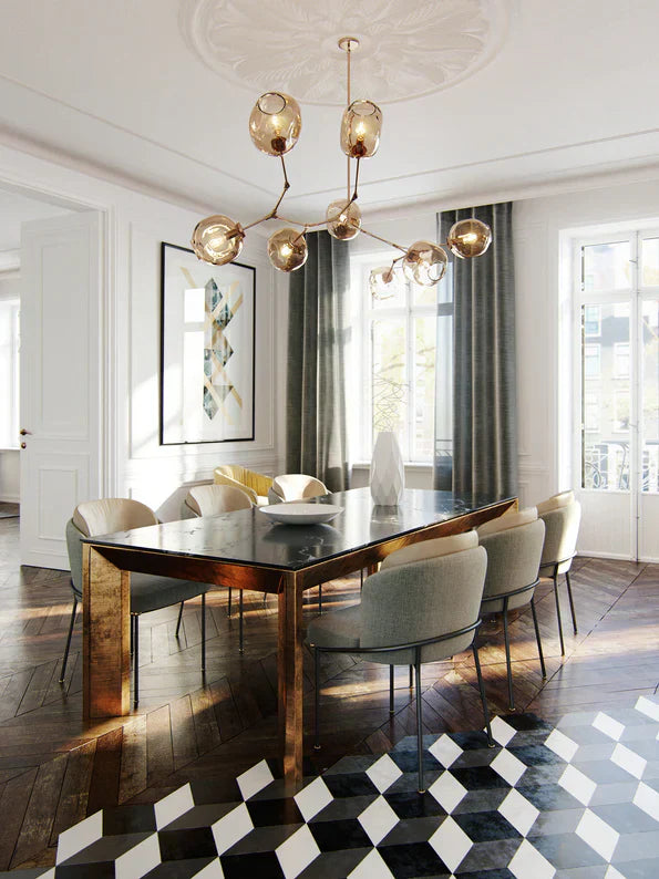 Modern Sputnik Smoky Gray/Amber Glass Branch Chandelier for Kitchen Island/Dining Room