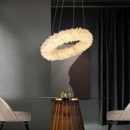 Rose Rock Crystal Chandelier Round Modern Chandelier Lighting
