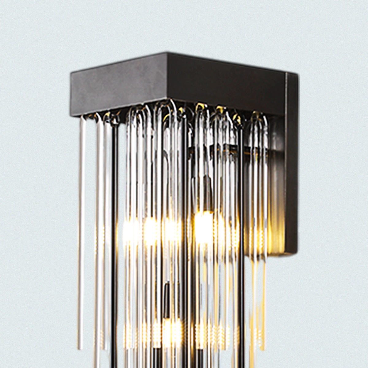 Modern Vertical Rod Design with Black Finish Crystal Wall Sconce