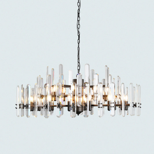Modern Clear Crystal Prisms Rectangular Chandelier