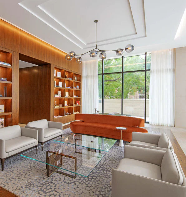 Modern Sputnik Smoky Gray/Amber Glass Branch Chandelier for Kitchen Island/Dining Room