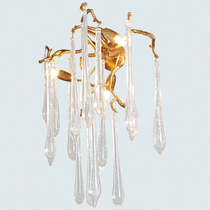 Art Glass Wall Sconce with Teardrop Crystal Rods