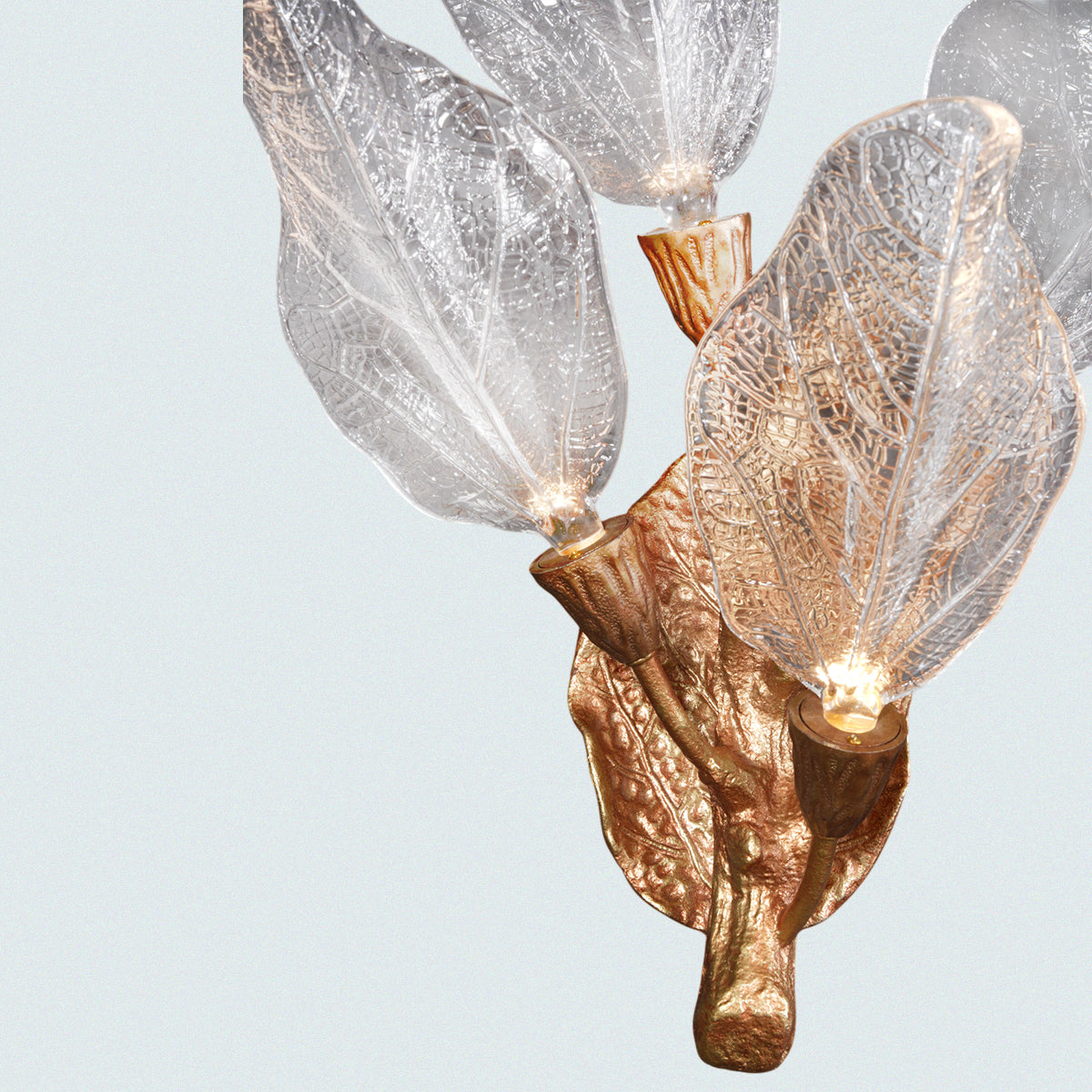 Modern 3-Light Wall Sconce with Leaf-Shaped Glass Shades