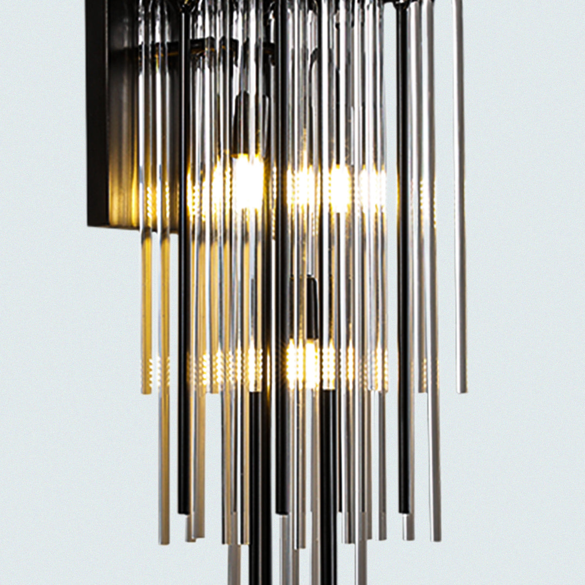 Modern Vertical Rod Design with Black Finish Crystal Wall Sconce