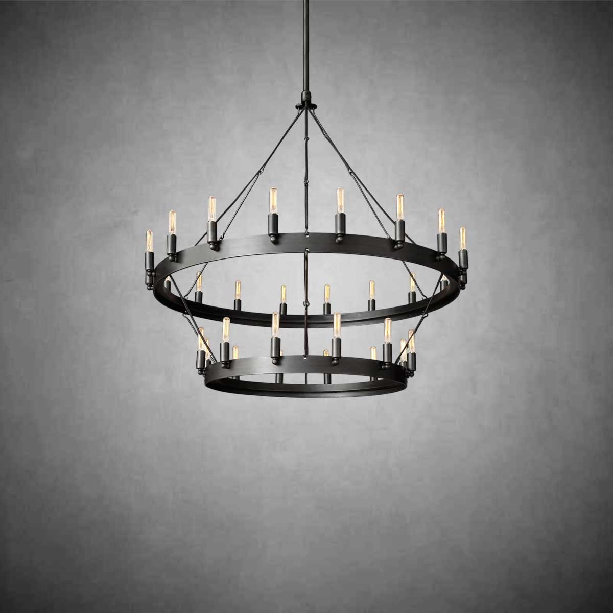 Dania Vintage Filament Two-Tier Chandelier