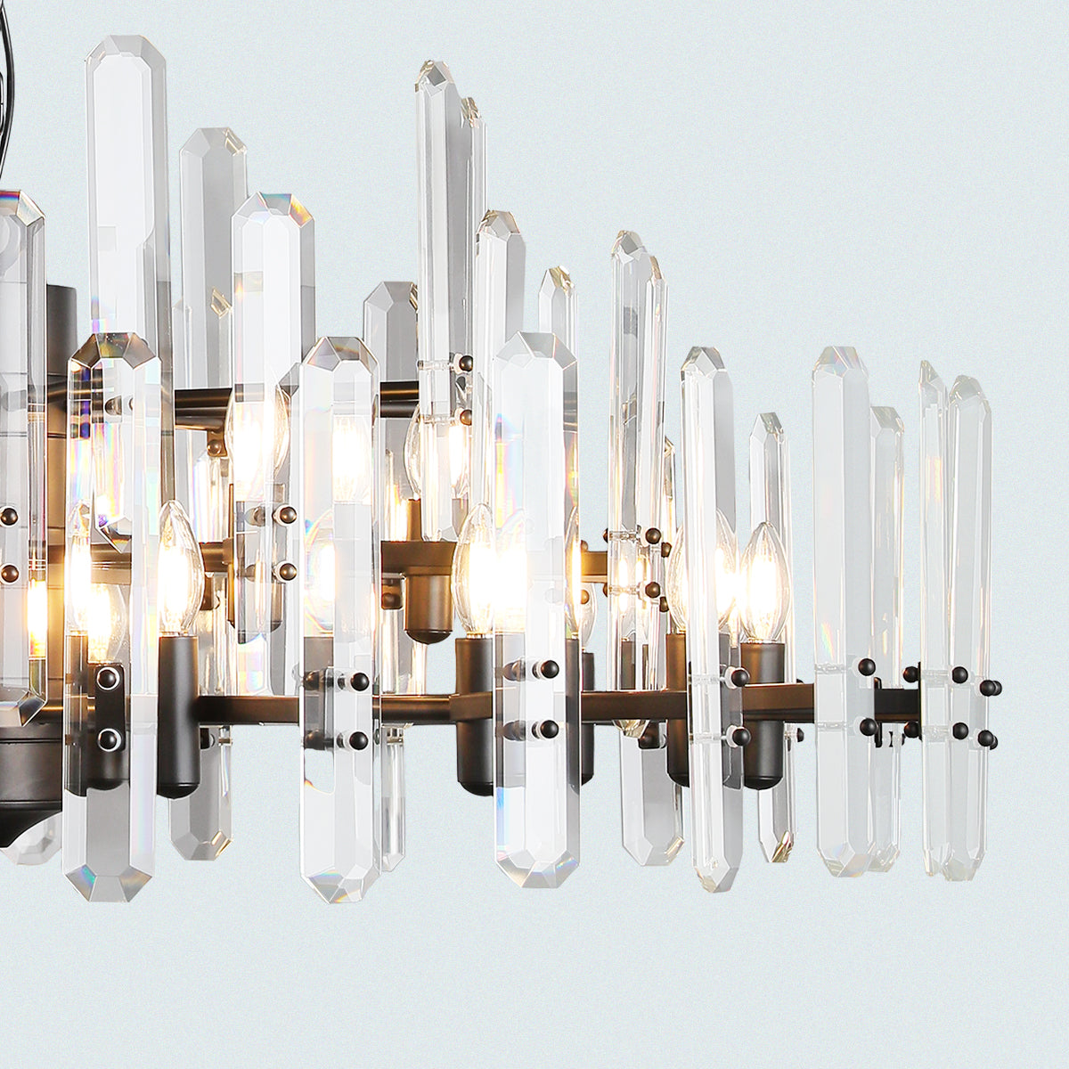 Modern Clear Crystal Prisms Rectangular Chandelier