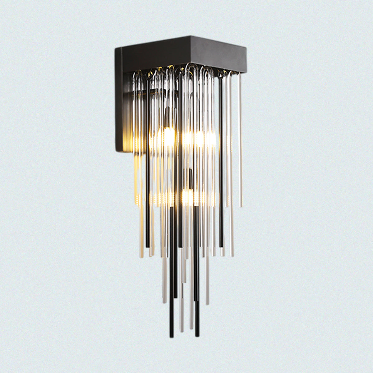 Modern Vertical Rod Design with Black Finish Crystal Wall Sconce