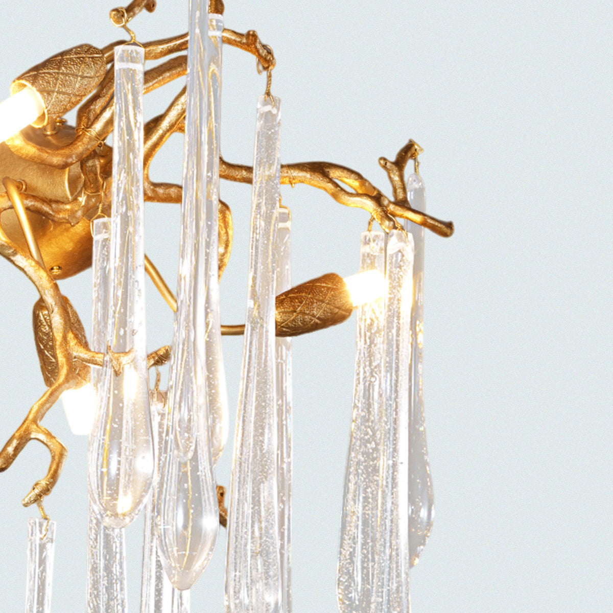 Art Glass Wall Sconce with Teardrop Crystal Rods