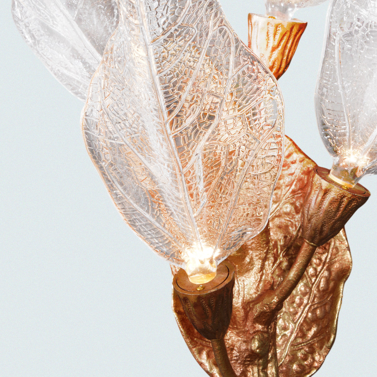 Modern 3-Light Wall Sconce with Leaf-Shaped Glass Shades