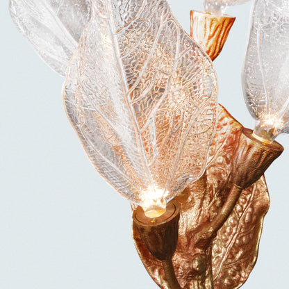 Modern 3-Light Wall Sconce with Leaf-Shaped Glass Shades