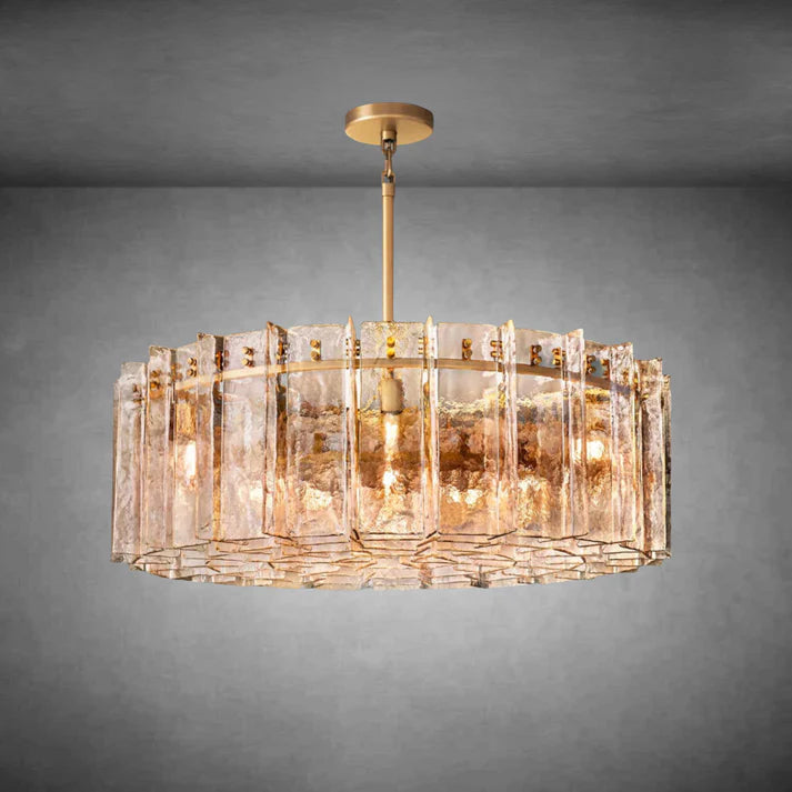 Latice Clear Glass Round Chandelier