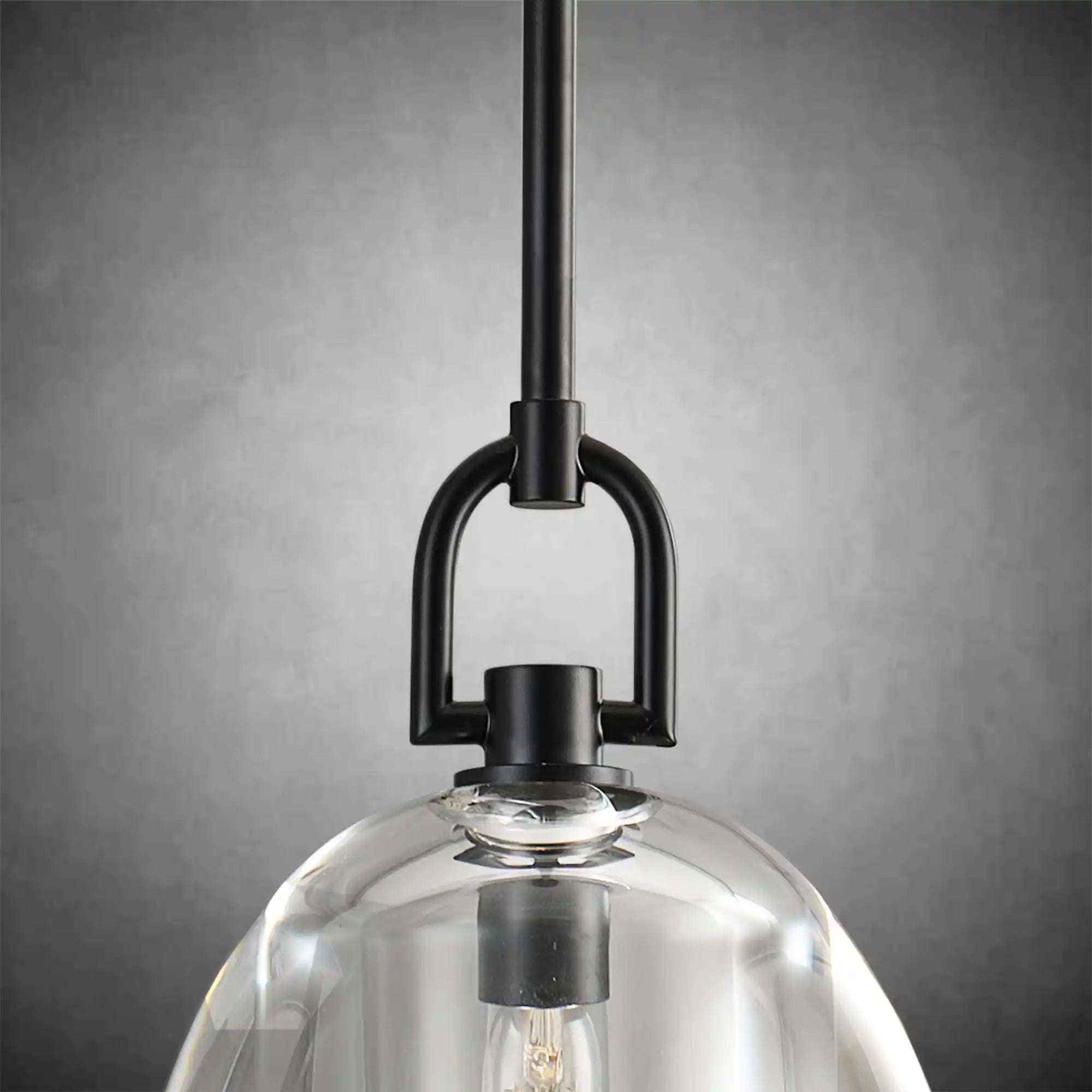 7" Black Glass Modern Pendant Light with Adjustable Height