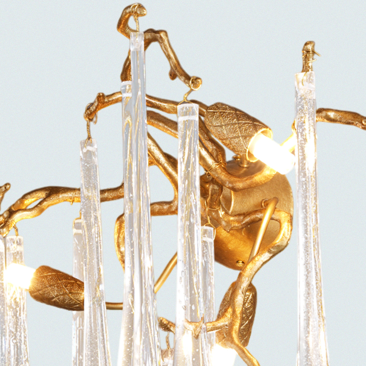 Art Glass Wall Sconce with Teardrop Crystal Rods