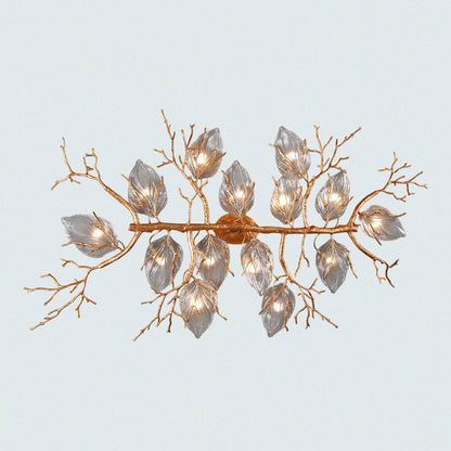 Metal Branch Wall Light with Silver Leaves and Gold Stem Modern Wall Sconce