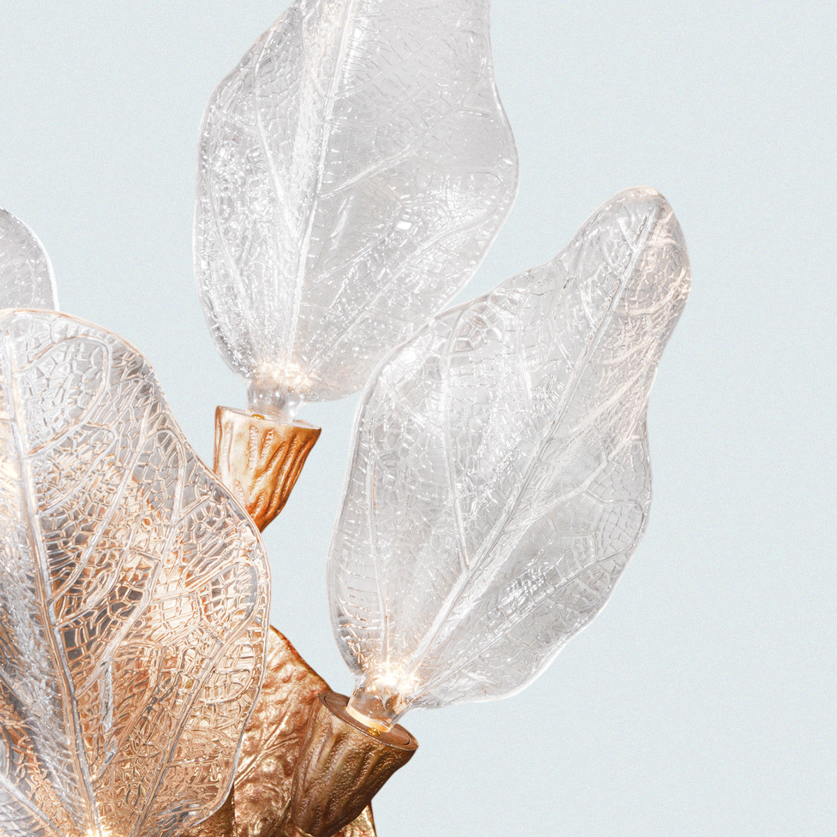 Modern 3-Light Wall Sconce with Leaf-Shaped Glass Shades