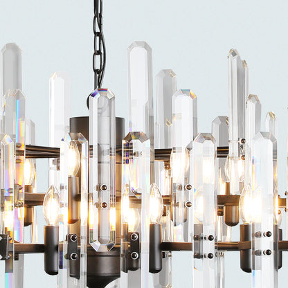 Modern Clear Crystal Prisms Rectangular Chandelier