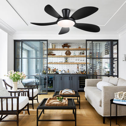 Modern LED Ceiling Fans Low Profile Ceiling Fans with Lights 6 Speeds 48"