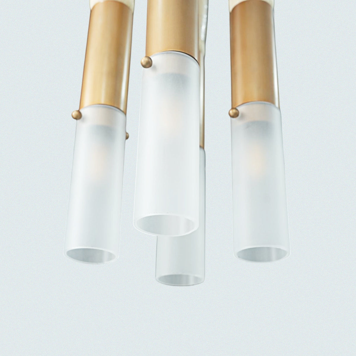 Modern Brass Finish and Frosted Glass Shades Hanging Pendant Light