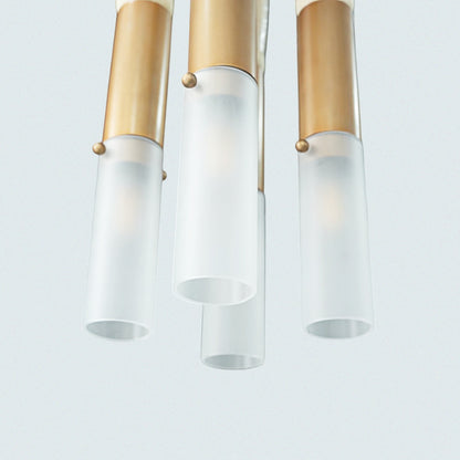 Modern Brass Finish and Frosted Glass Shades Hanging Pendant Light
